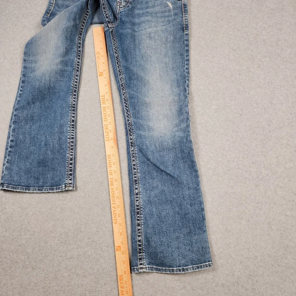 Silver Jeans 30x30 Blue Craig Relaxed Bootcut Stretch Light Wash Western Whisker